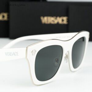 BRAND NEW Versace VE2272 314/87 White Dark Grey Square Women Sunglasses